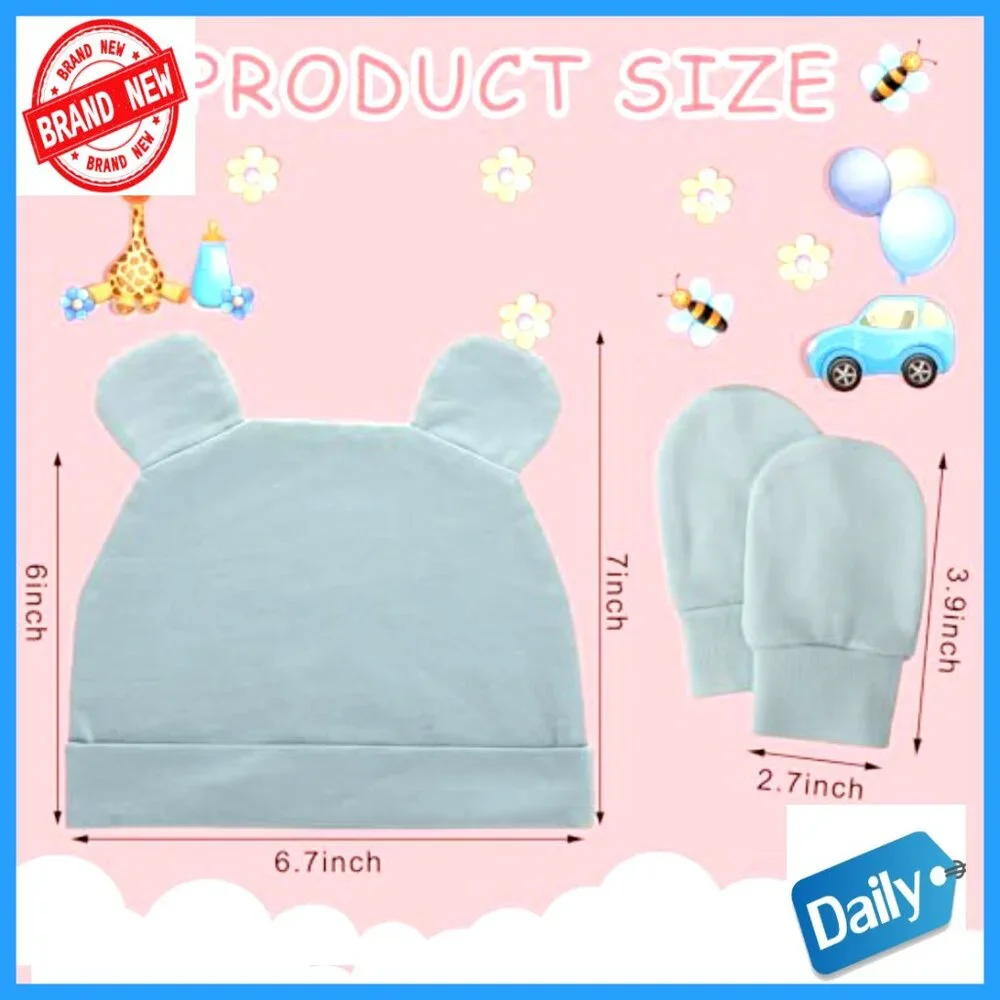 Newborn Hat Mittens Socks Set 10-Piece Cotton Infant Accessories 0-6 Months
